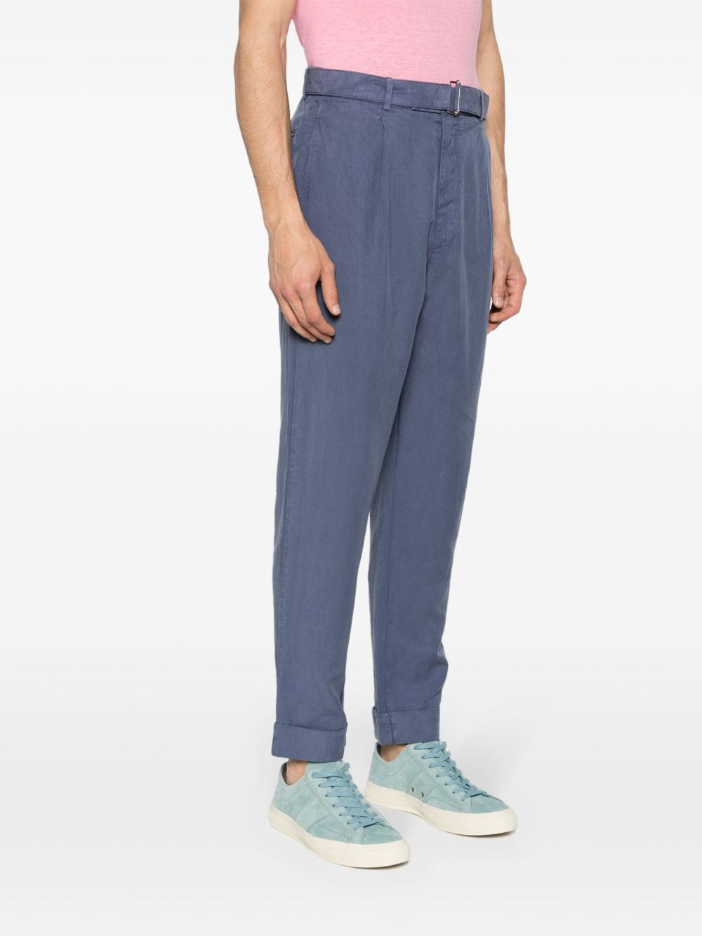 pleat-detail tapered trousers - 3
