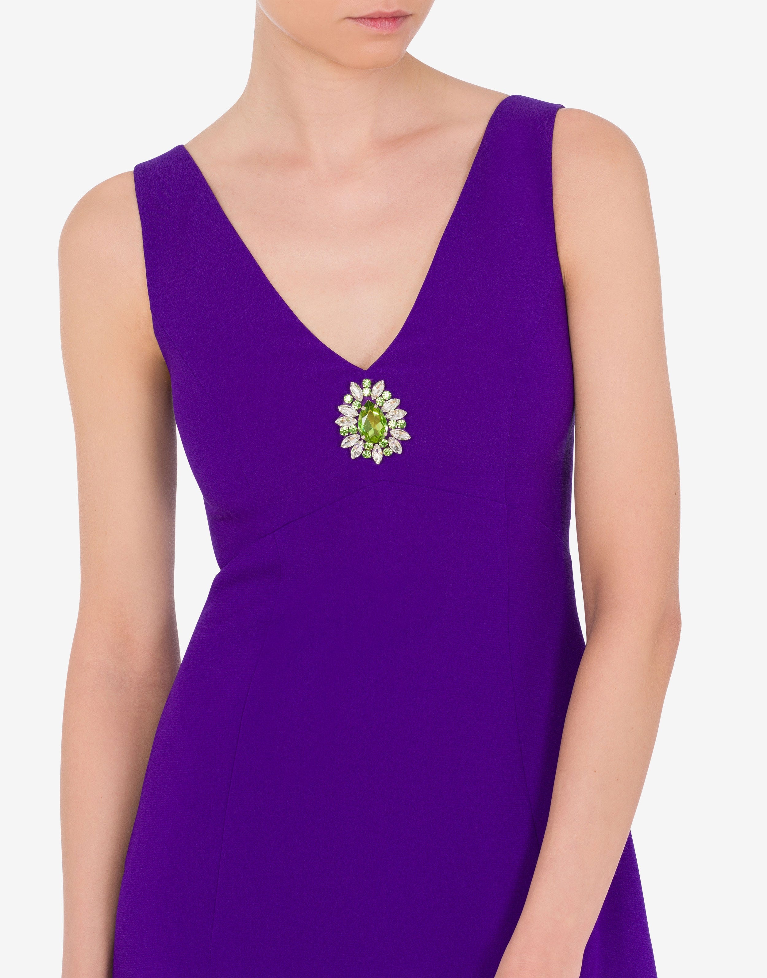 JEWEL FLOWER ENVERS SATIN DRESS - 4