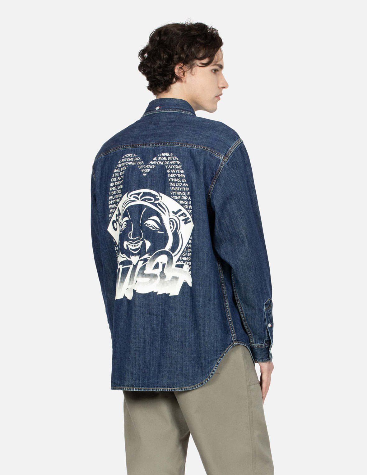 POP ART GODHEAD PRINT RELAX FIT DENIM SHIRT - 7