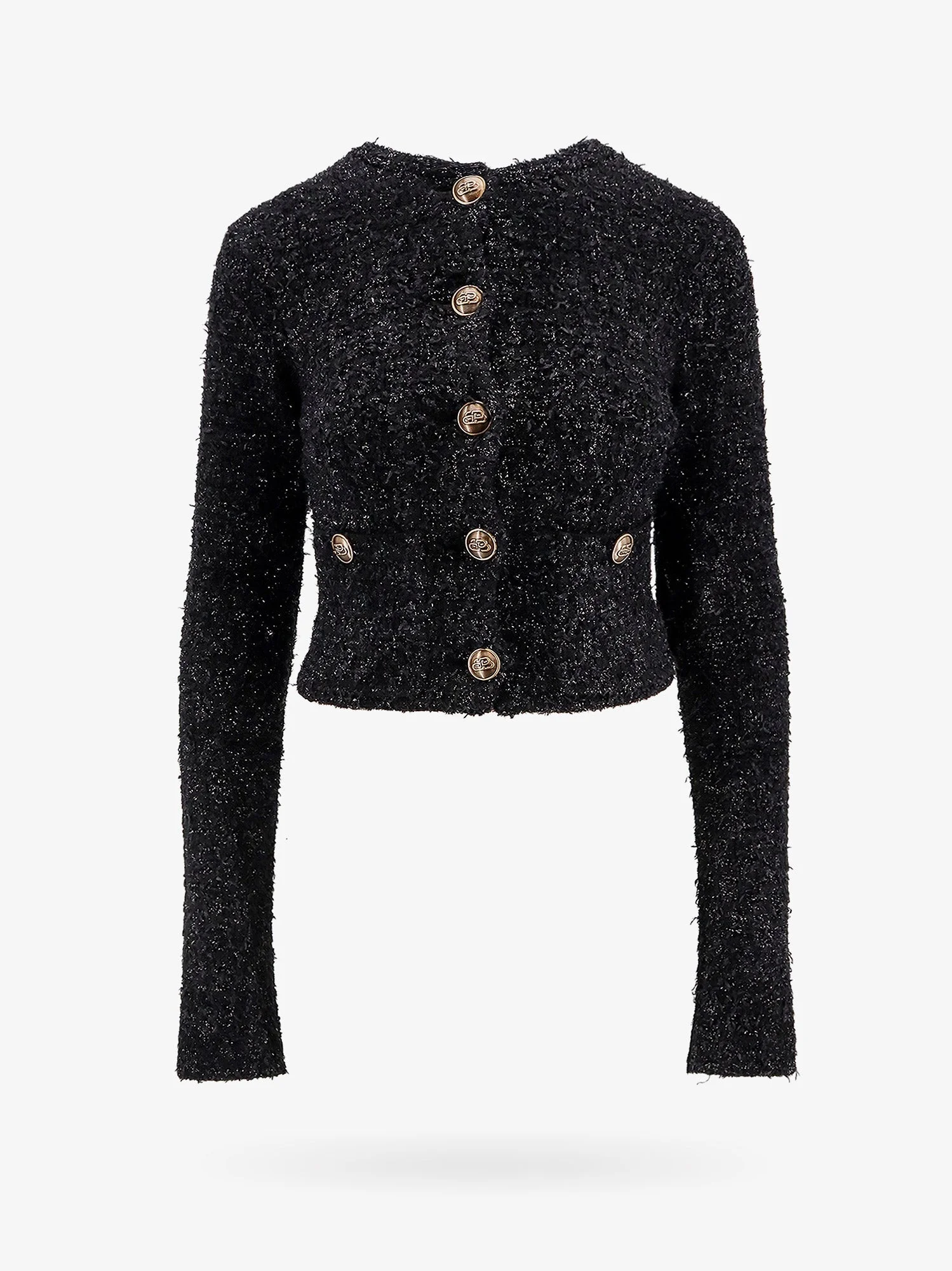Cotton Tweed Knitted Cropped Cardigan - 1