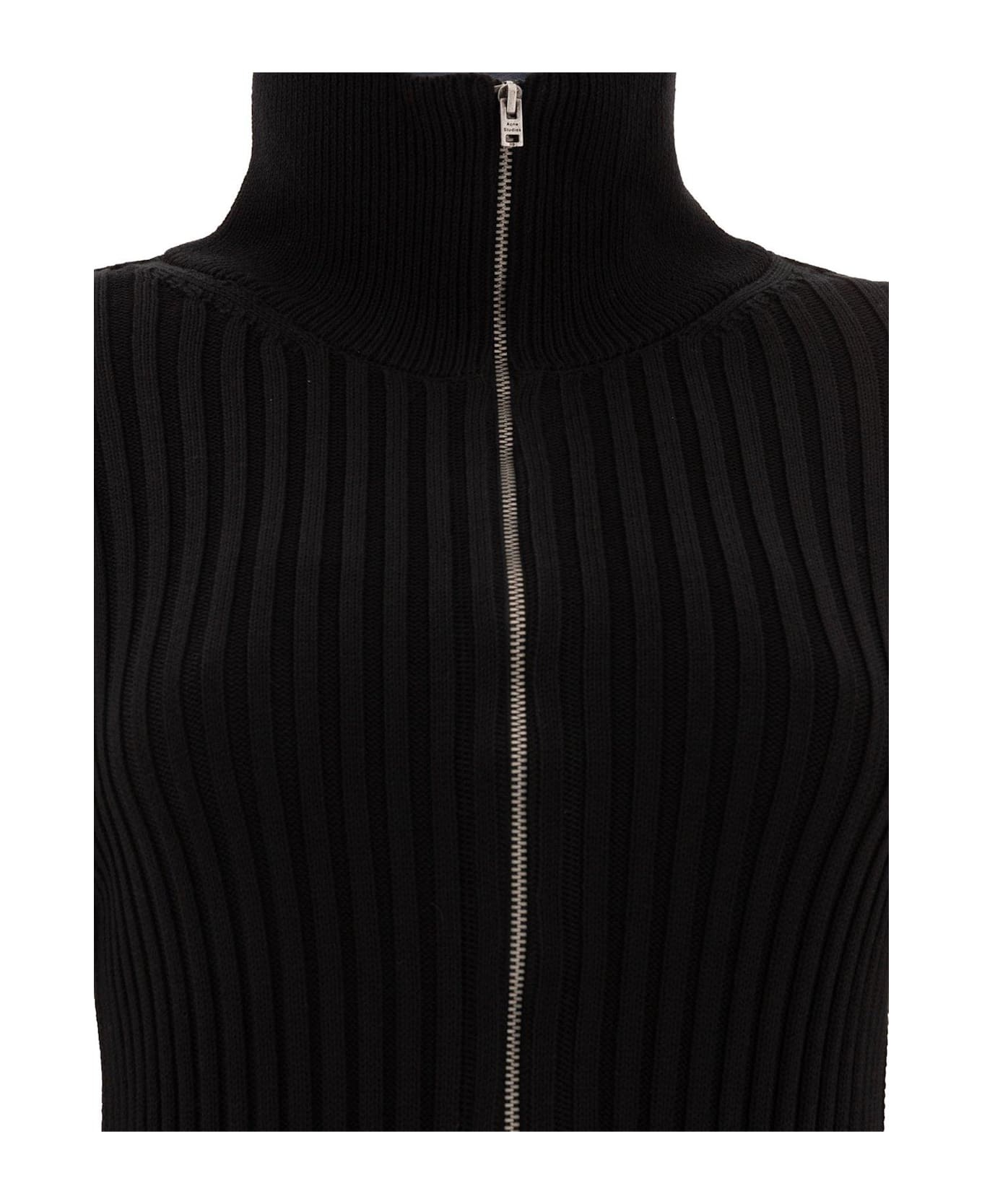 Zip-up High-neck Cardigan - 3