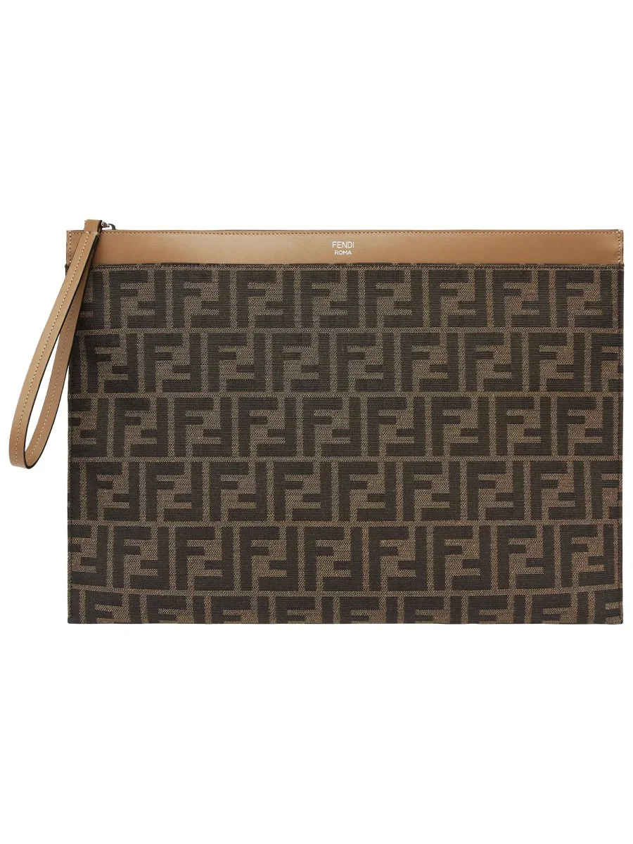 LARGE FLAT POUCH WITH "FF" FABRIC - 1