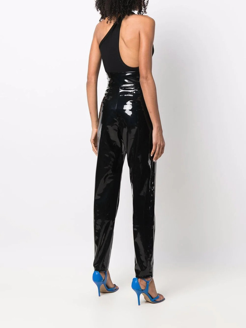high-waisted long latex trousers 4
