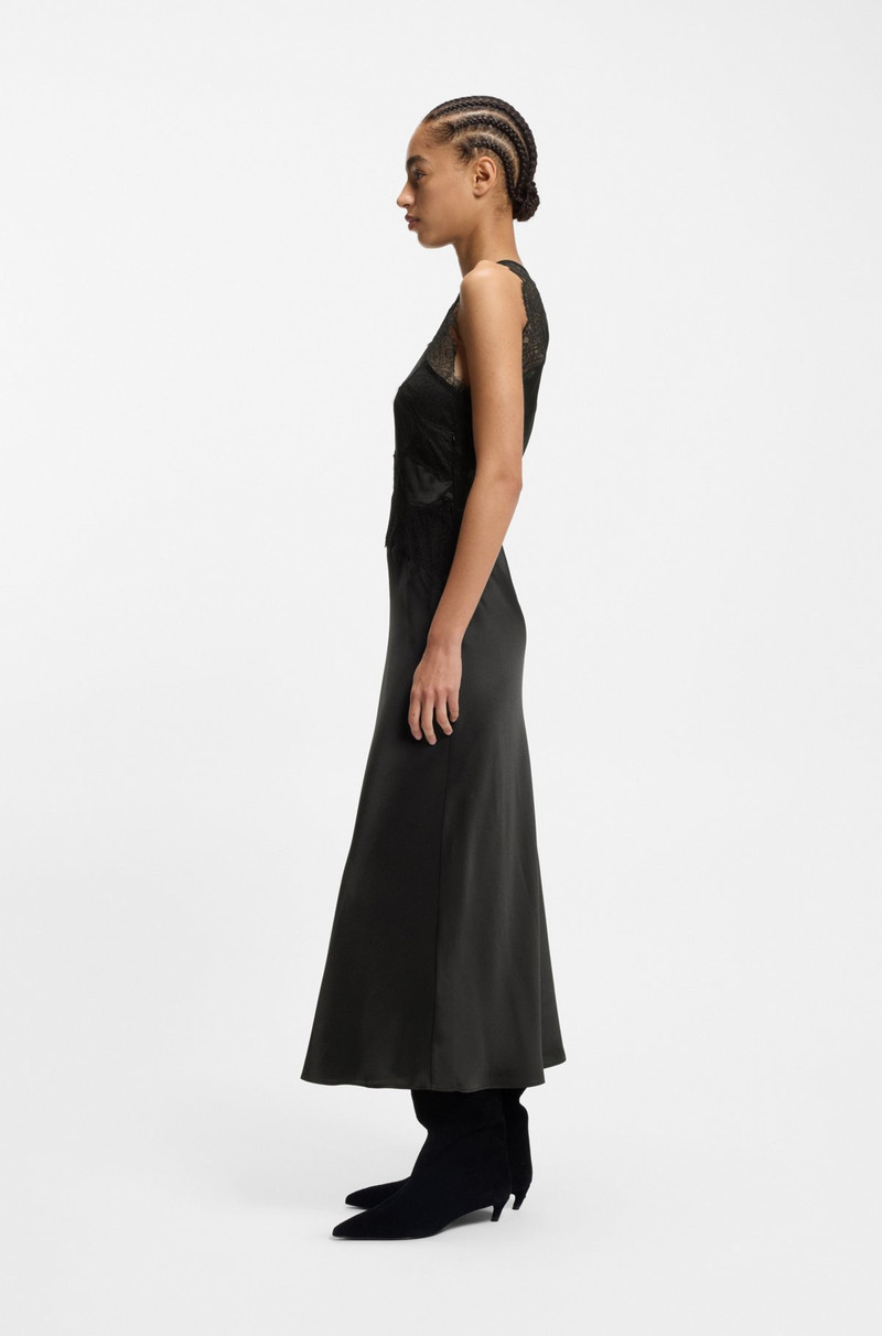 SEERSUCKER-SATIN DRESS WITH LACE TRIMS 3