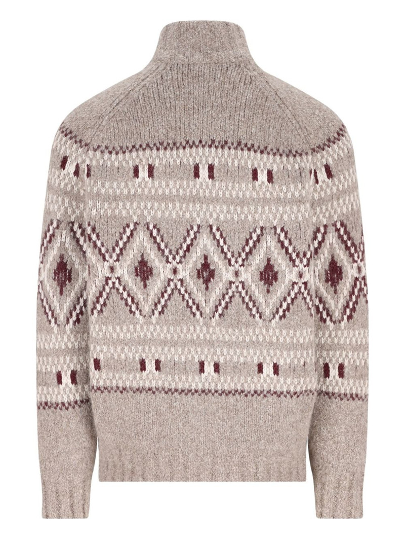 Brunello Cucinelli high-neck patterned cardigan outlook