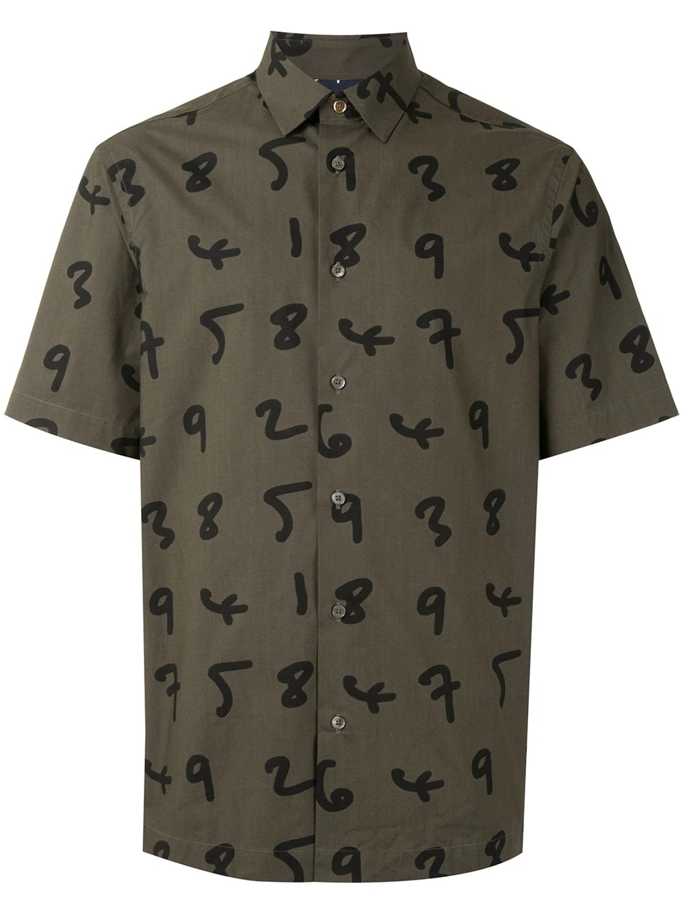 numbers print buttoned cotton shirt - 1