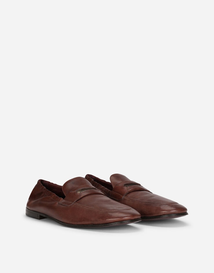 Calfskin loafers with branded tag - 2