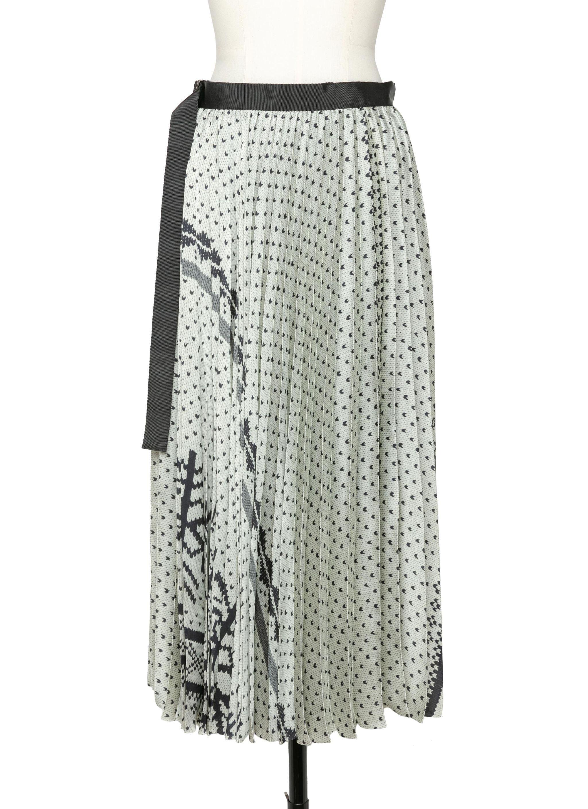 Pattern Knit Print Skirt - 1