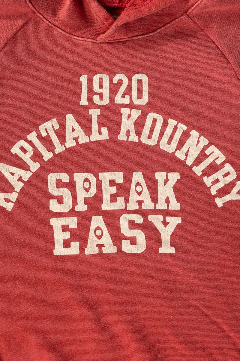 Kapital SWT Knit Raglan Hoodie (SPEAKEASY College) - Red outlook