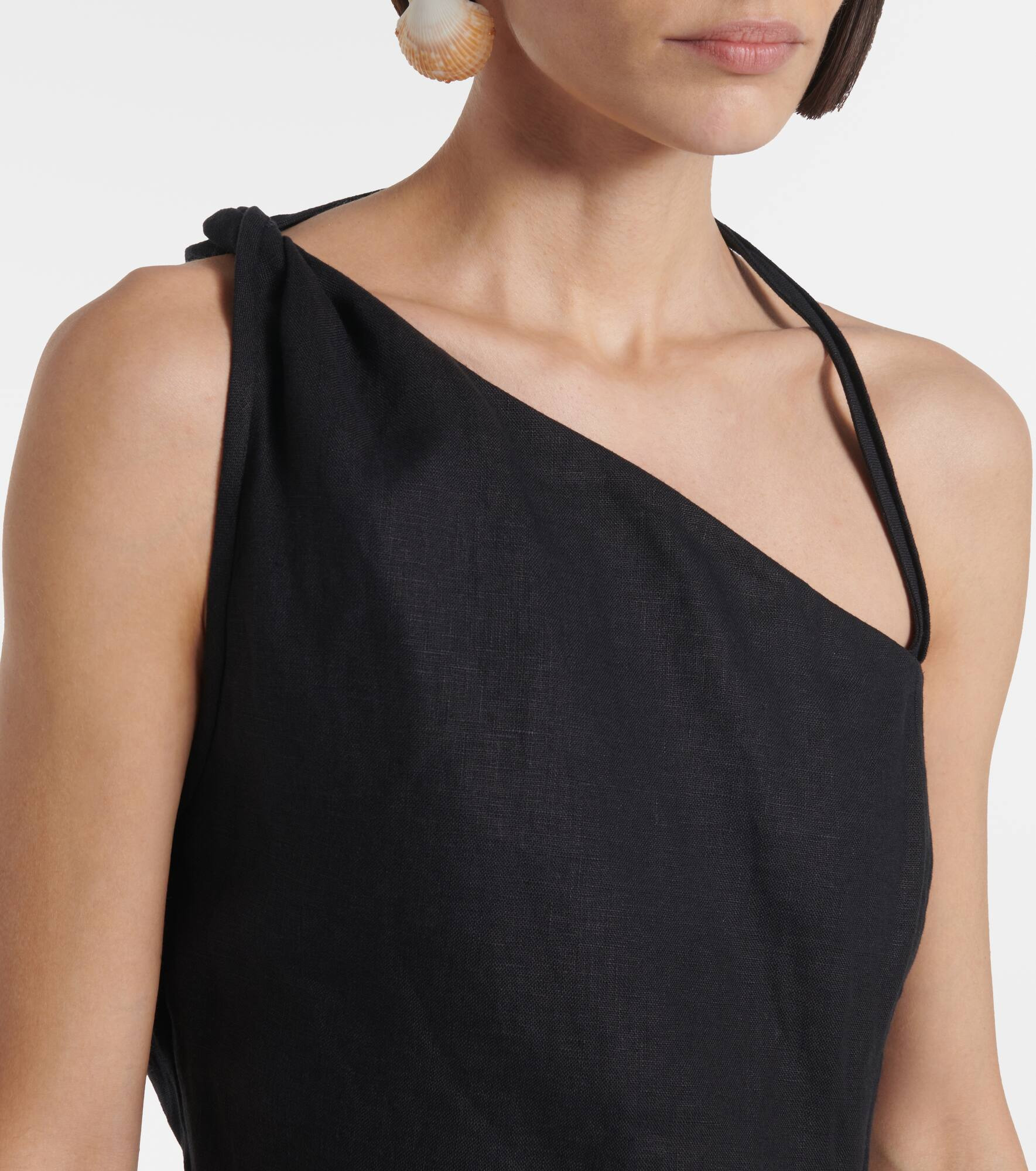 Affogato asymmetric linen minidress - 4