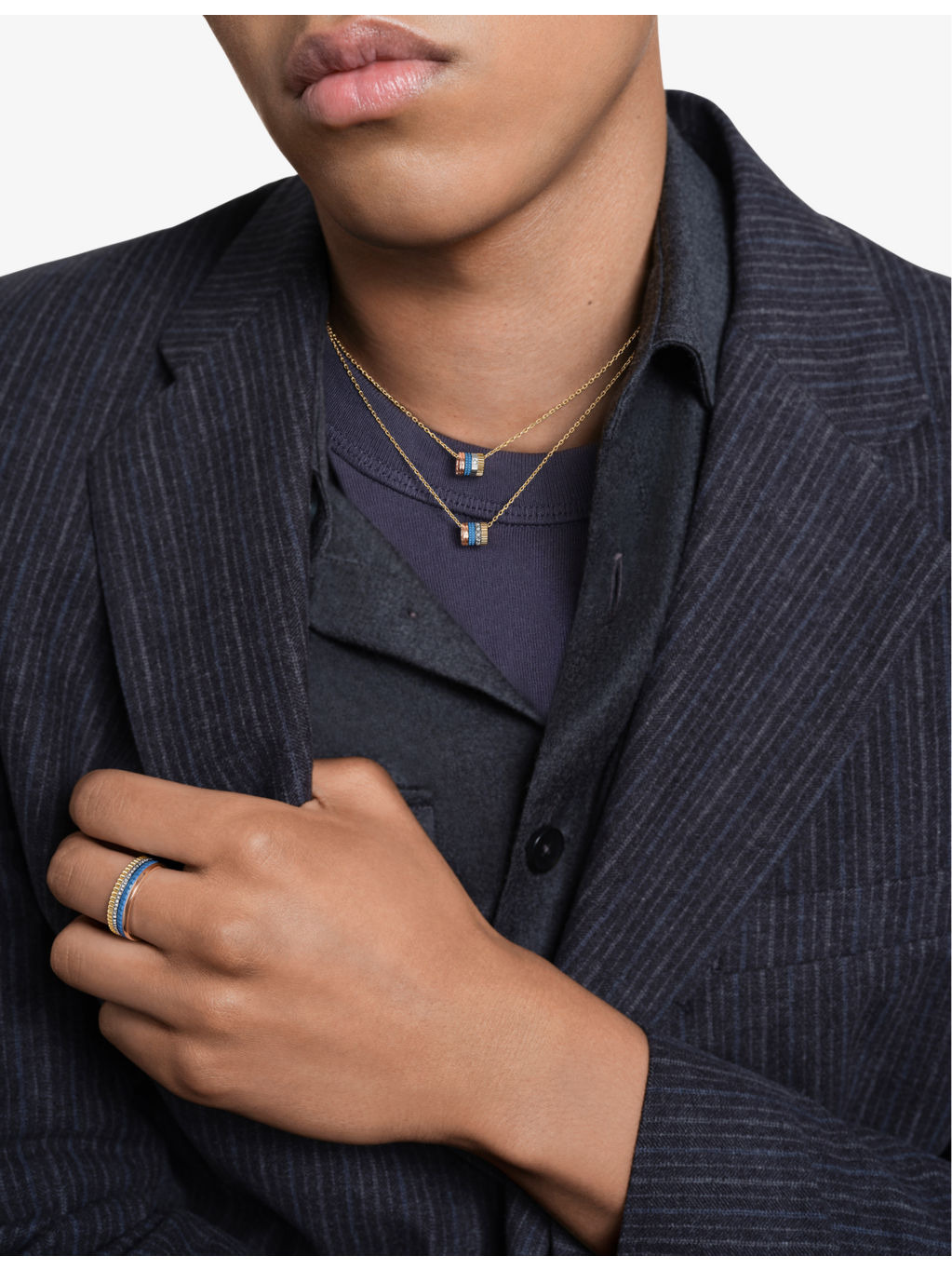 Quatre Blue Edition 18ct yellow, white and rose-gold, ceramic and 0.17ct diamond pendant necklace - 2