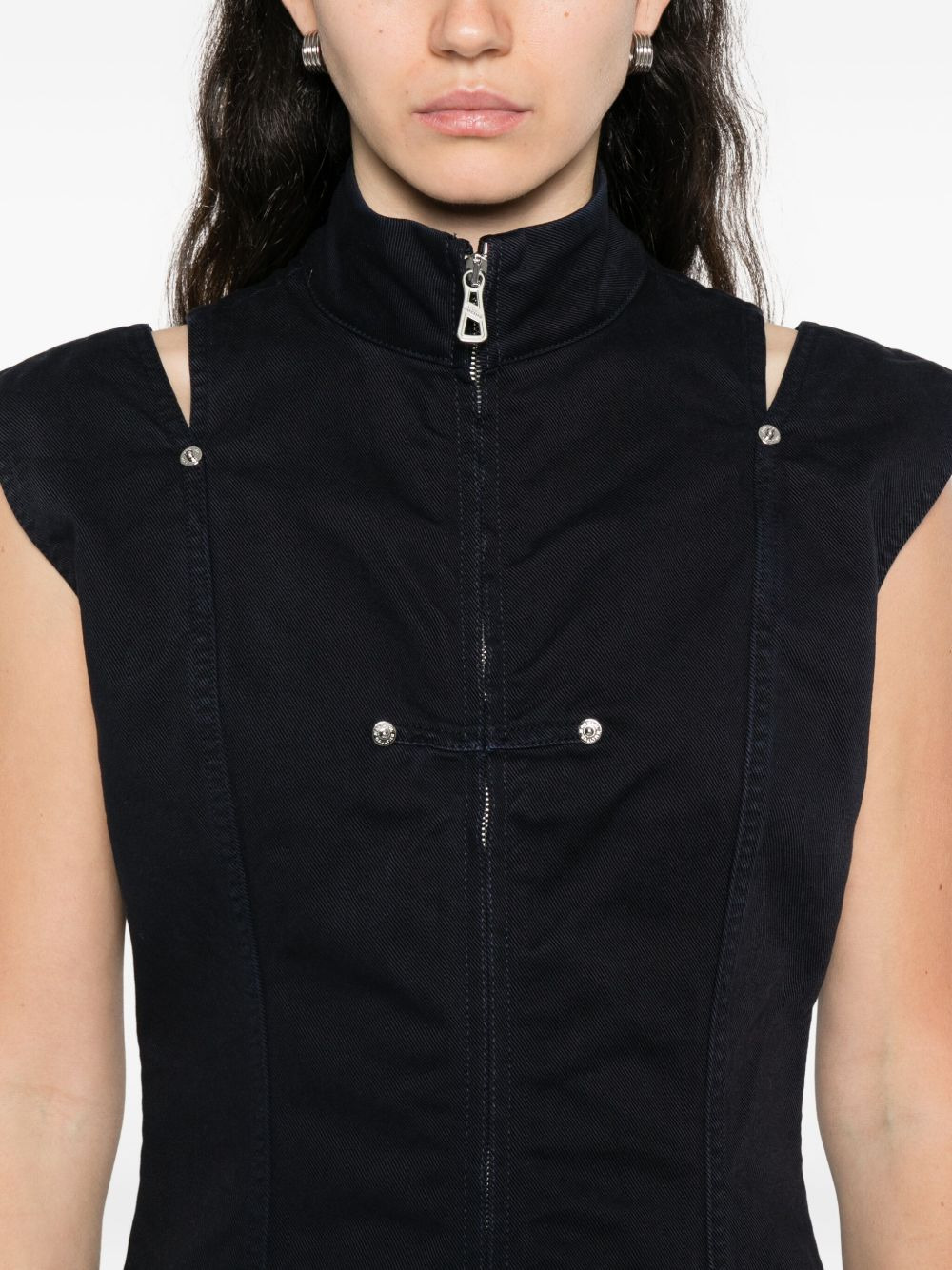 zip-front sleeveless dress - 5