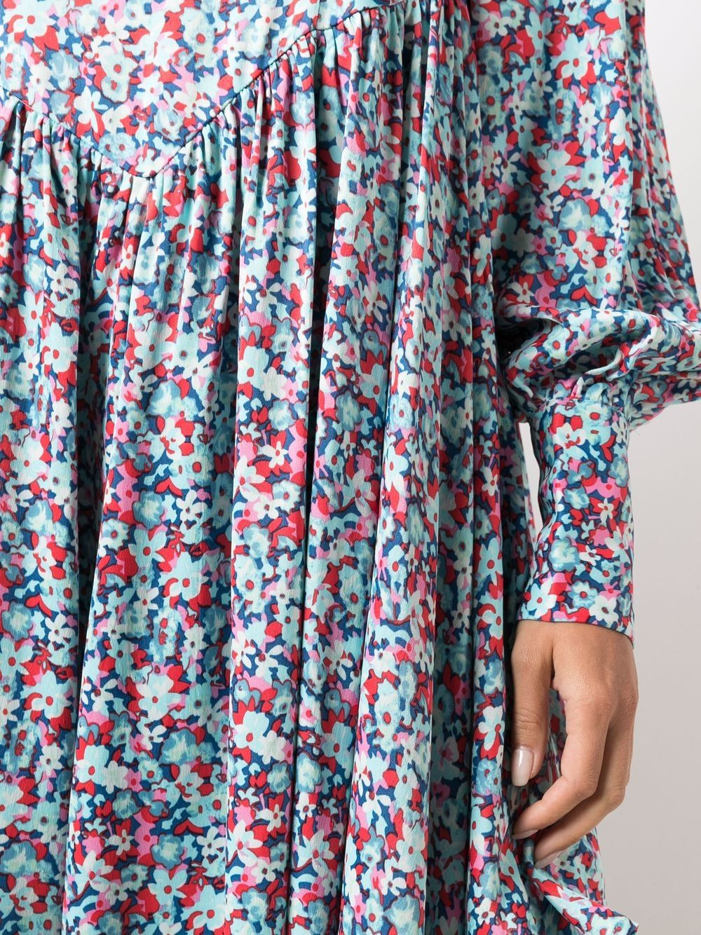 floral-print long-sleeve midi dress - 5
