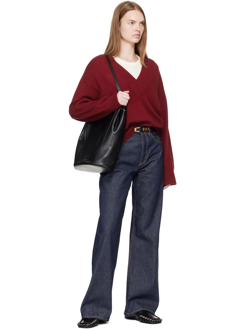 BY FAR Black Vic Circular Croco Embossed Leather Belt outlook