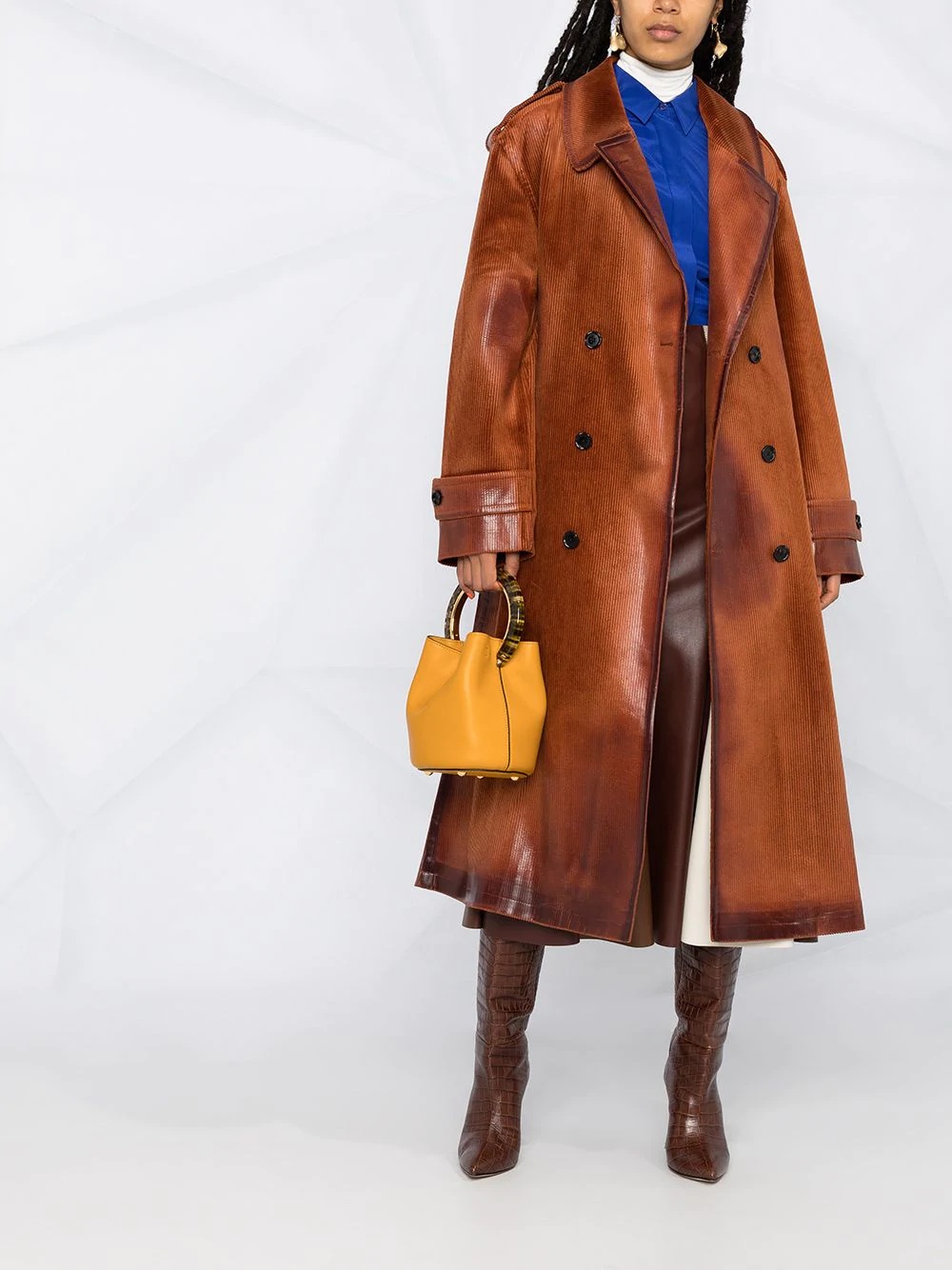 corduroy double-breasted trench coat - 2