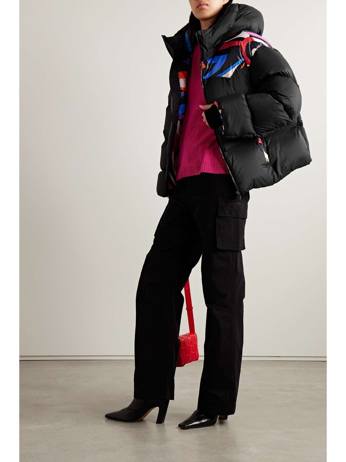 Hooded printed quilted shell down jacket - 2