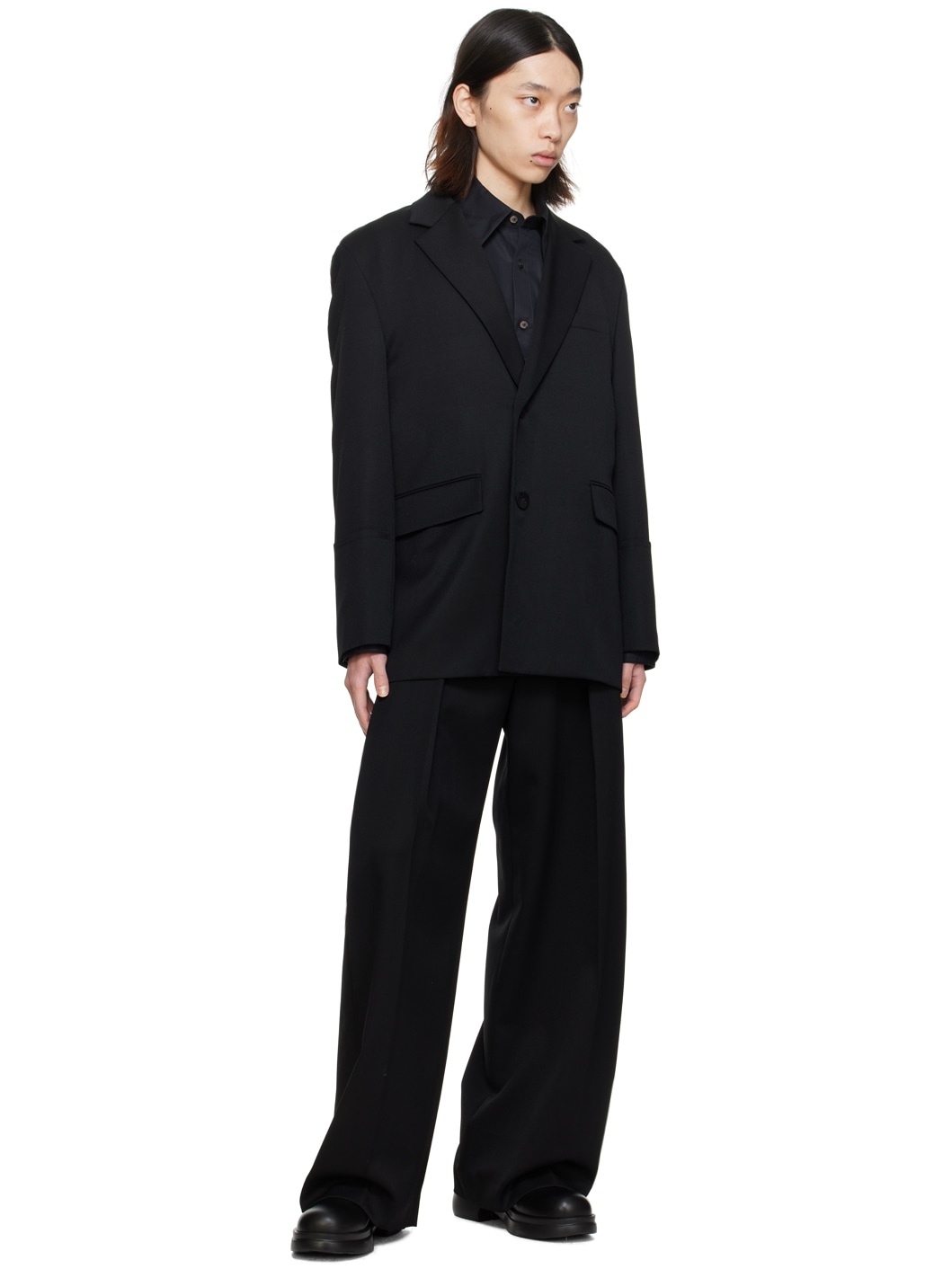 Black Wide Trousers - 4
