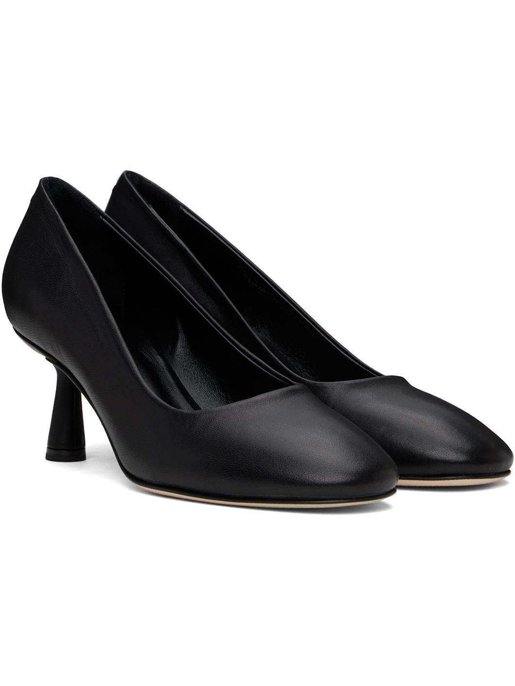 Black Giotta Nappa Leather Heels - 4