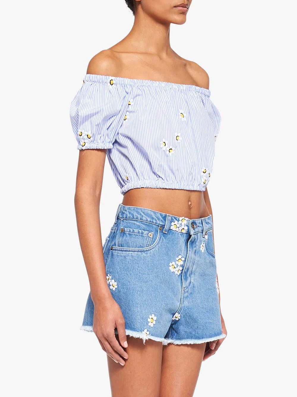 floral embroidered crop top - 3