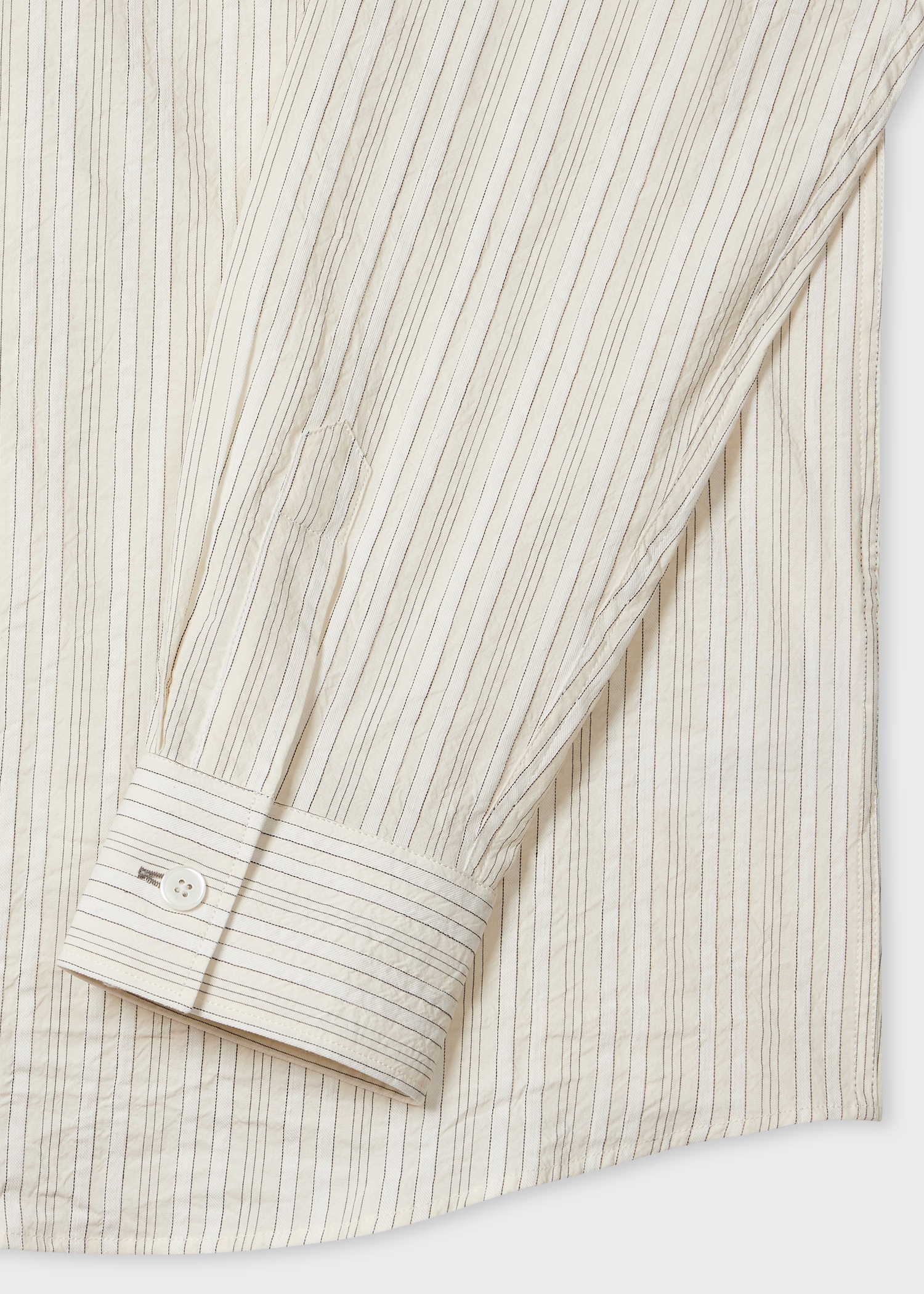 Ecru Cotton-Linen Textured Stripe Shirt - 2