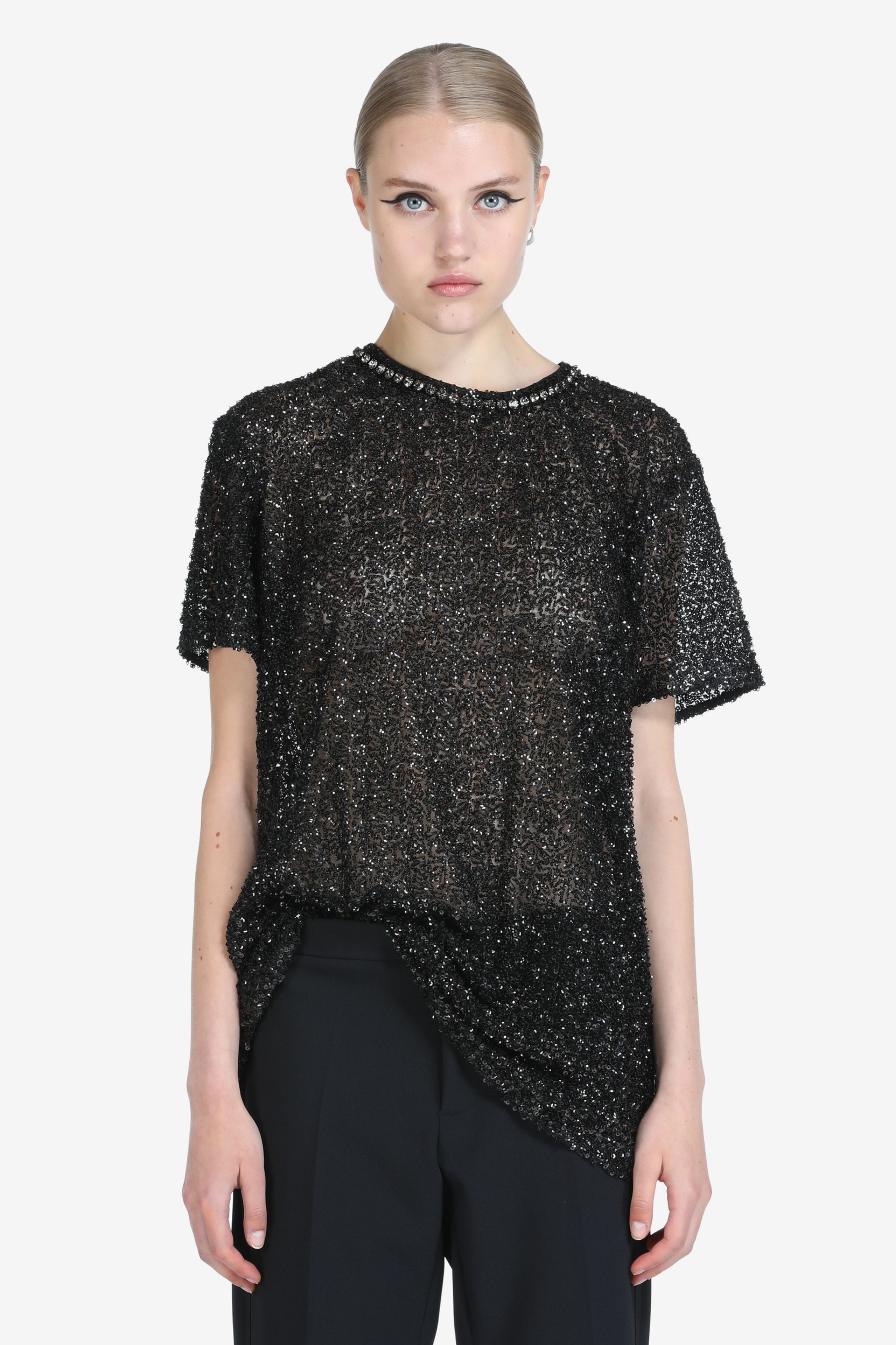 CRYSTAL-EMBELLISHED SEQUIN T-SHIRT - 1