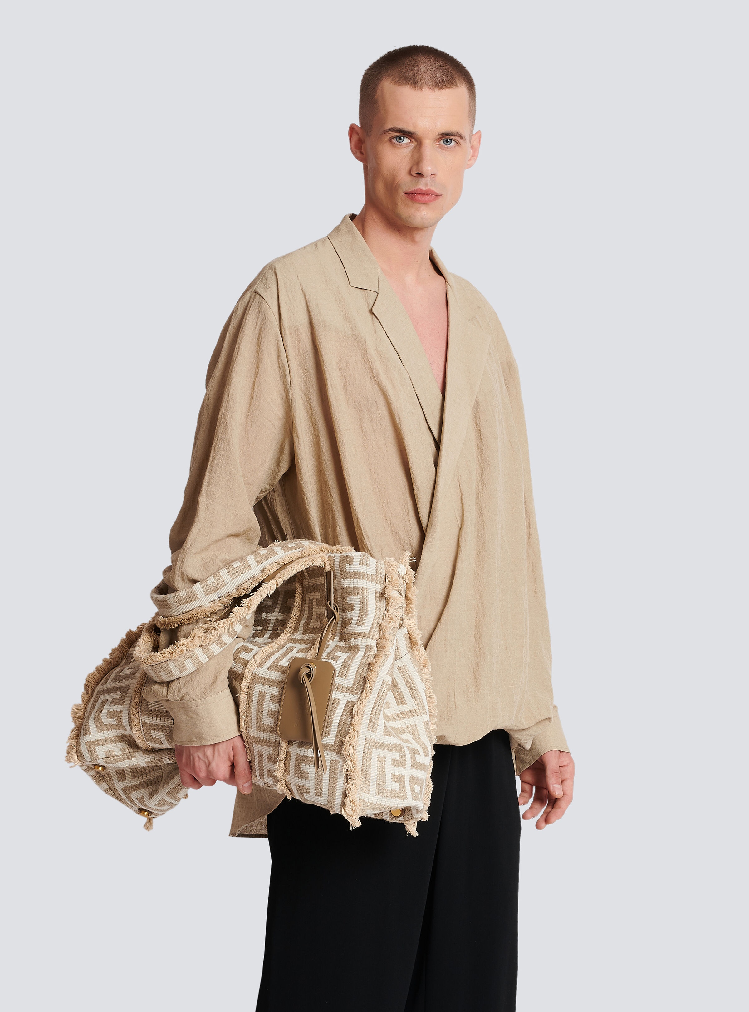 XXL monogrammed raffia tote bag - 8