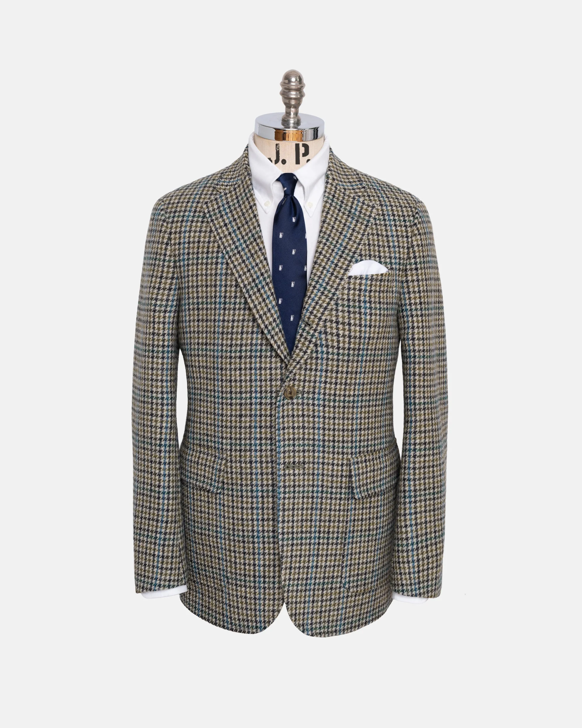 MADE-IN-CANADA LIGHT OLIVE CHECK WITH PANE TWEED SPORT COAT - 1