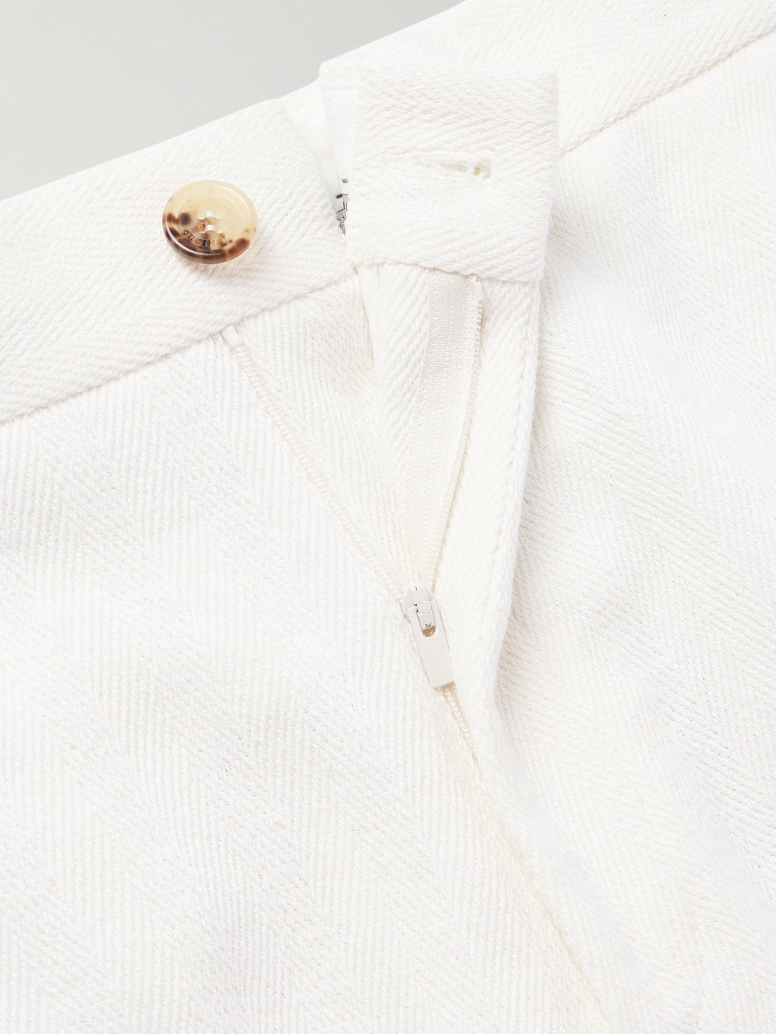 Straight-Leg Herringbone Cotton and Linen-Blend Bermuda Shorts White - 6