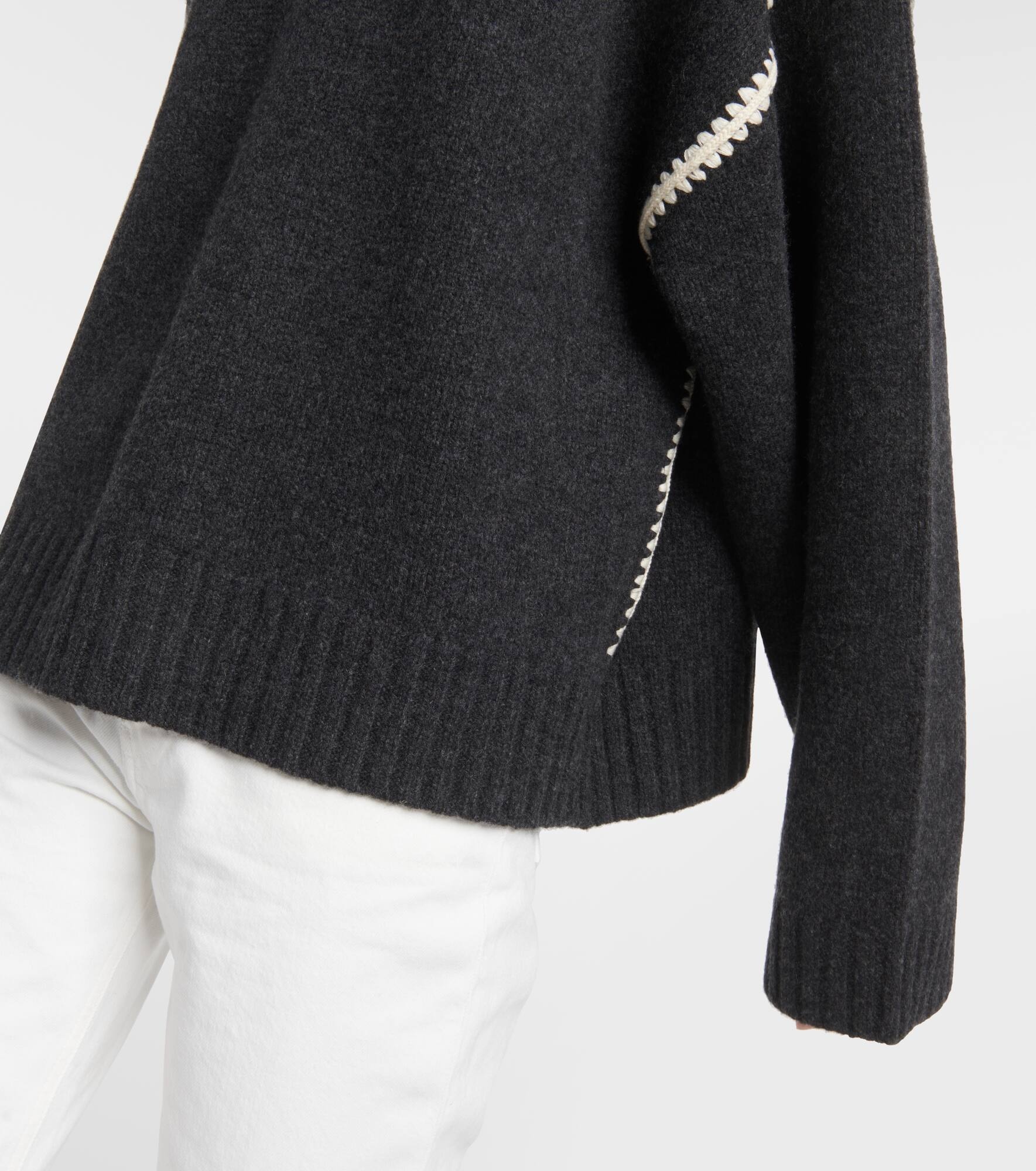 Embroidered wool and cashmere sweater - 5