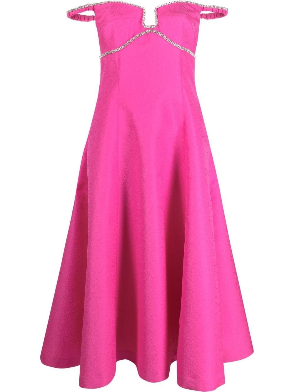 off-shoulder flared midi dress - 1