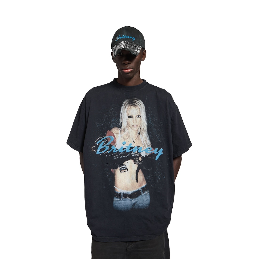 Balenciaga Music | Britney Spears Series Oversized T-shirt in Faded Black /blue - 5