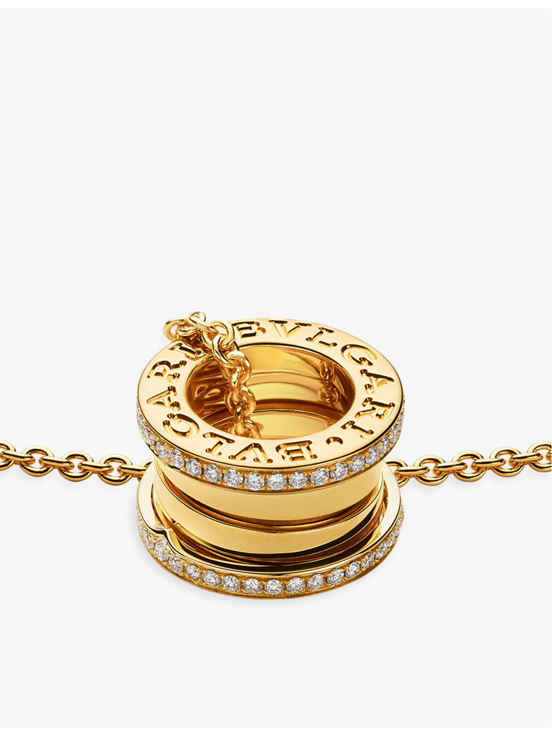 BVLGARI B.zero1 18ct yellow-gold and 0.14ct brilliant-cut diamond pendant necklace outlook
