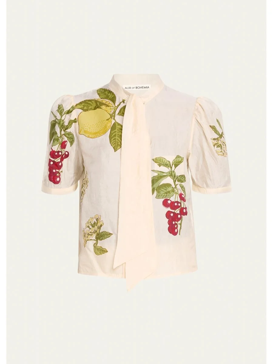 Chance Four Fruit Tie-Neck Blouse - 1