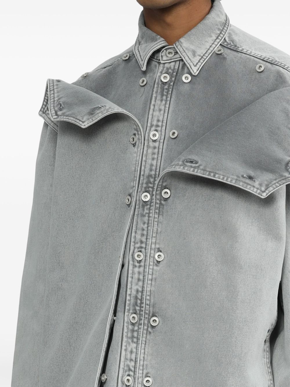 light wash layered denim shirt - 5
