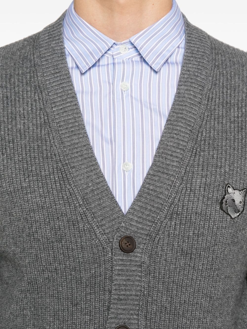 Bold Fox Head-patch cardigan - 5