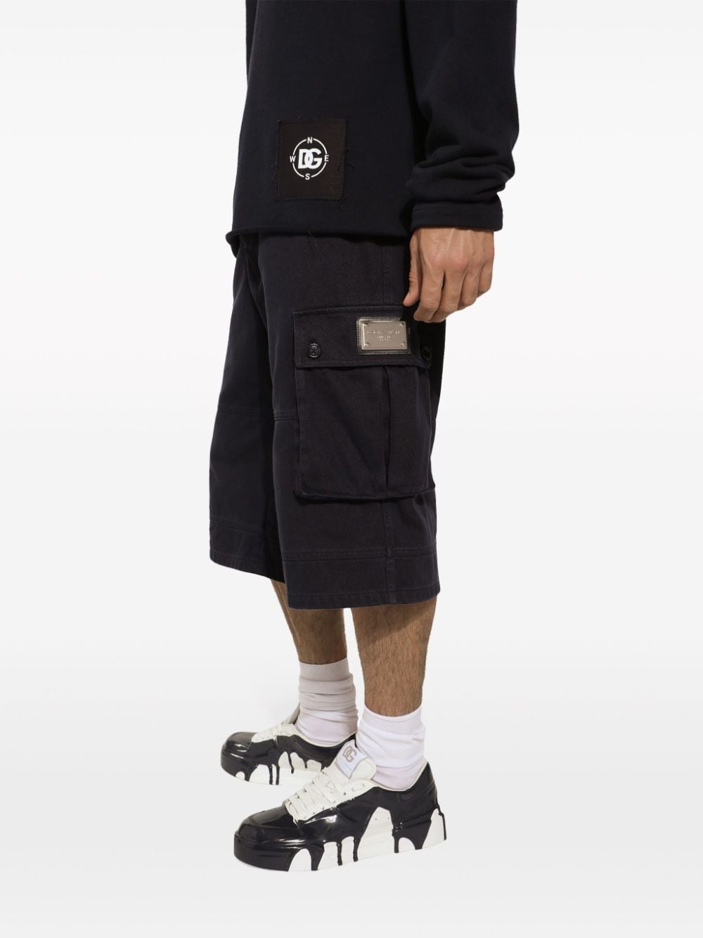 logo-appliquÃ© cotton cargo shorts - 3