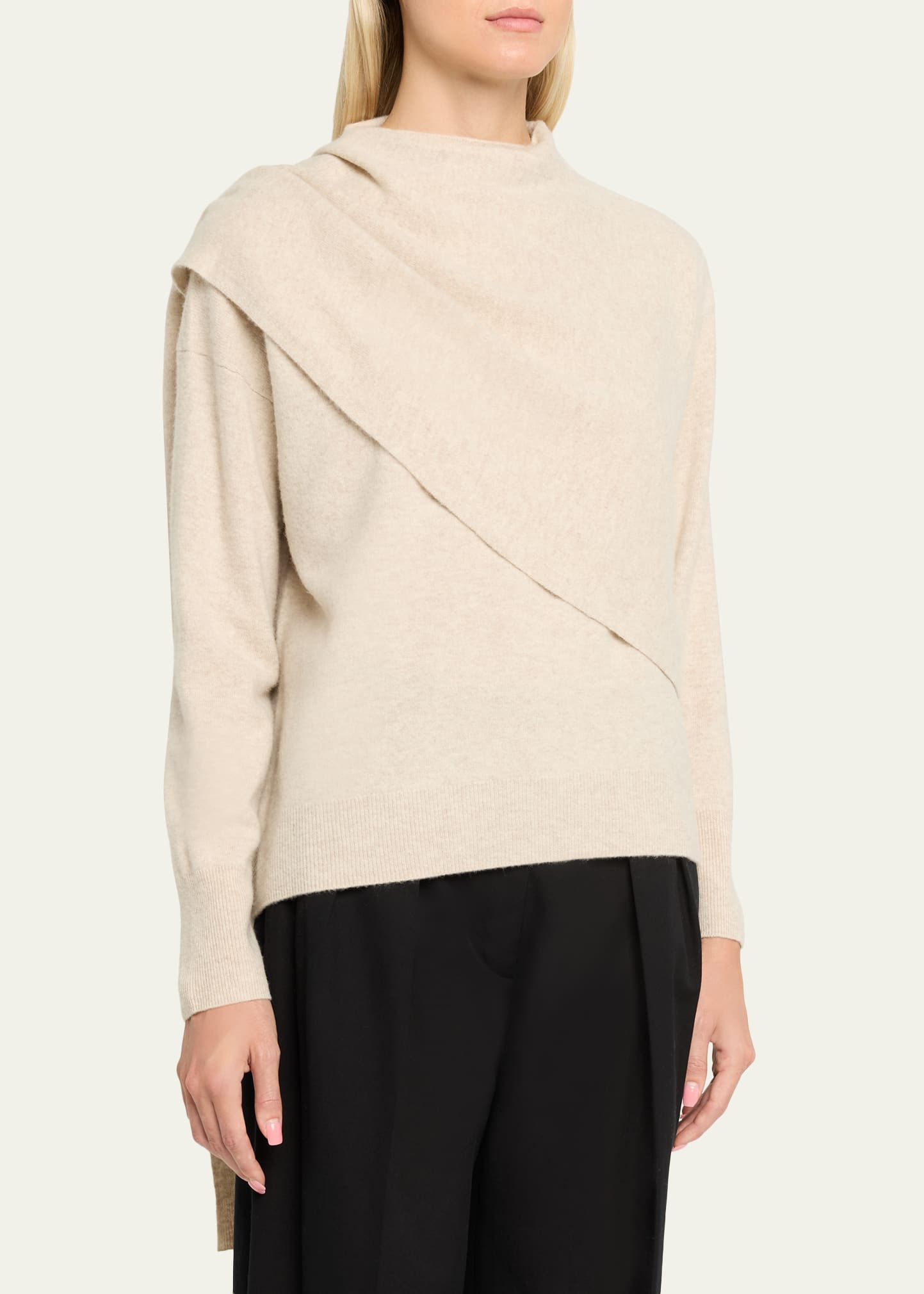 Cashmere-Blend Draped Sweater - 4