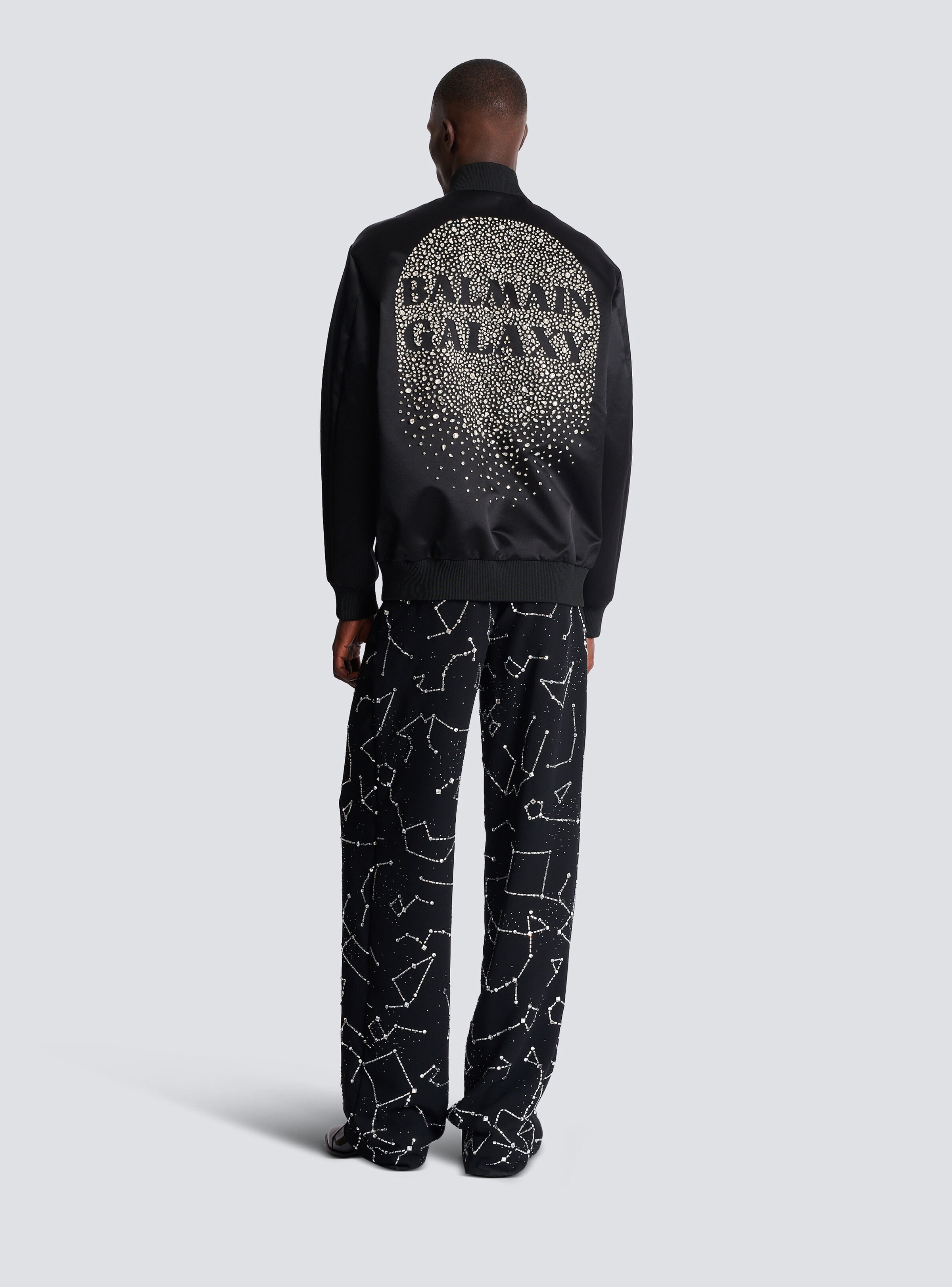 Satin bomber jacket with Balmain Galaxy embroidery - 4