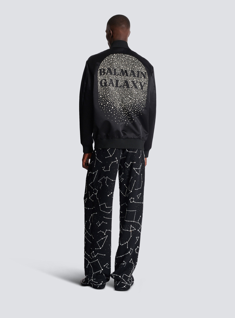 Satin bomber jacket with Balmain Galaxy embroidery 4