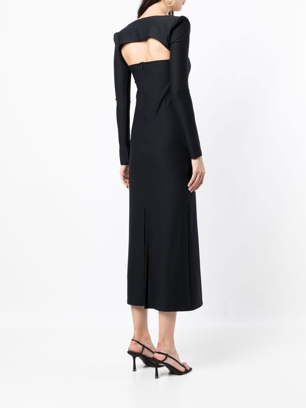 square-neck long-sleeve midi dress - 4