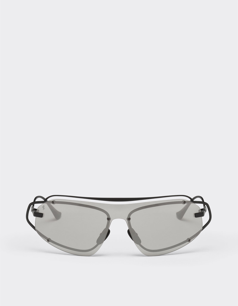 Ferrari sunglasses in matt black titanium with silver gradient mirror grey shield 1