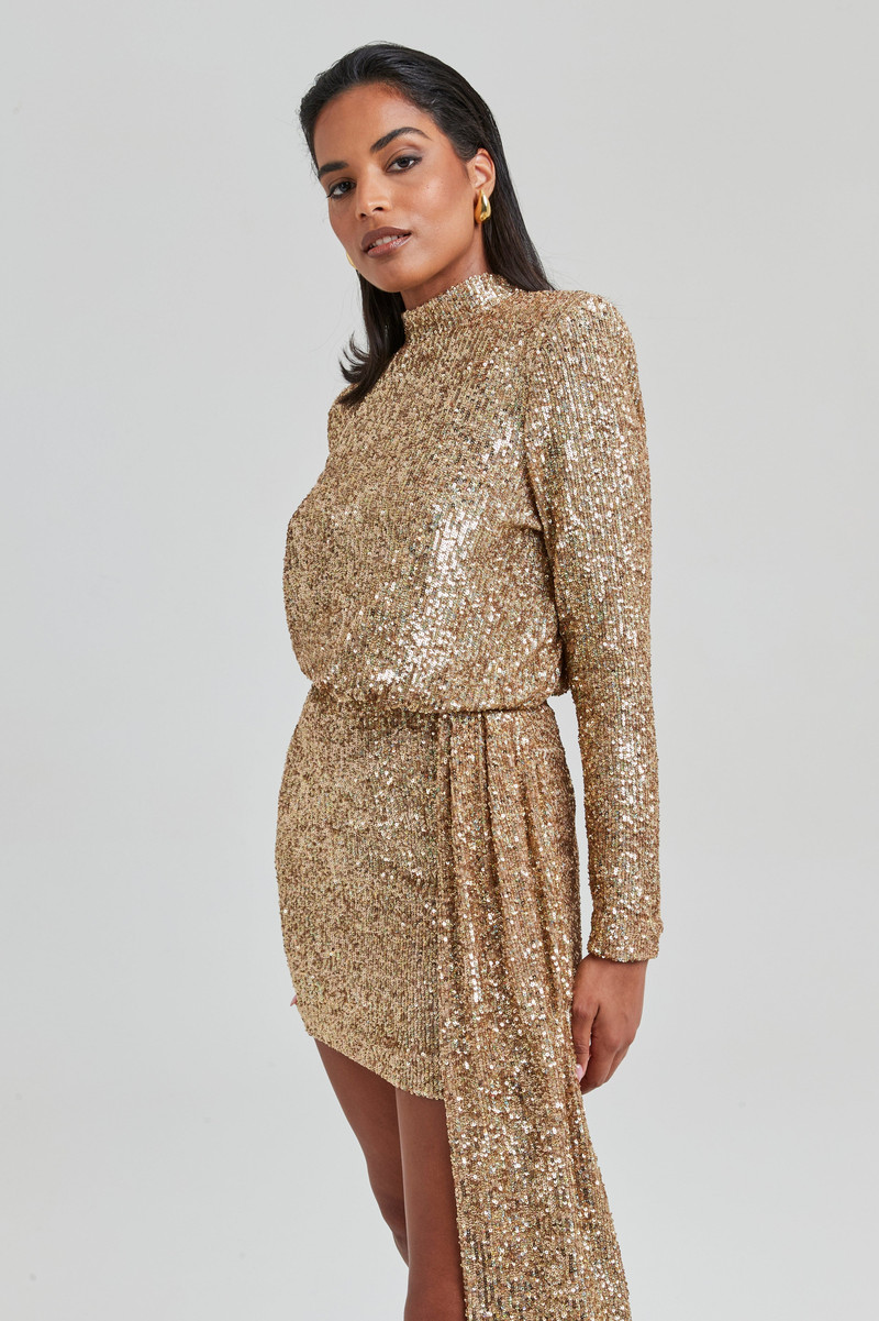 NADINE MERABI Josie Gold Dress outlook