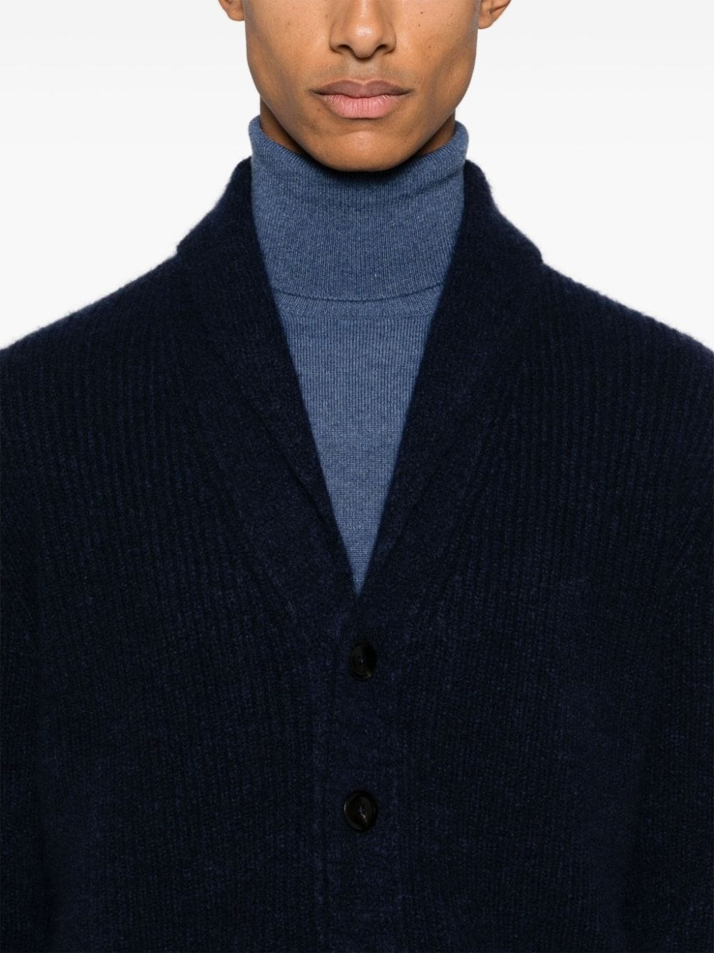 shawl-lapels brushed cardigan - 5