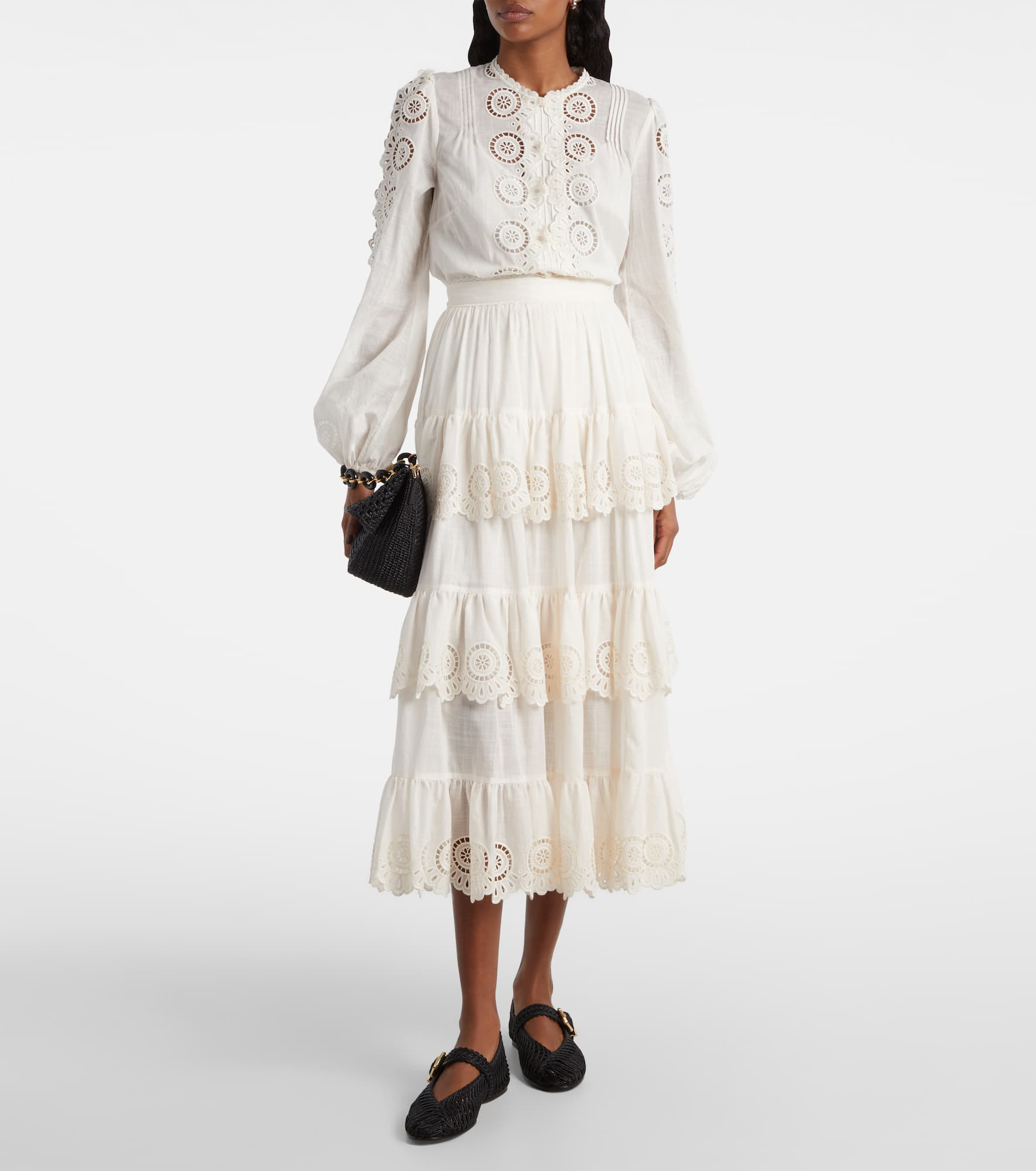 Lucky embroidered cotton midi skirt - 2