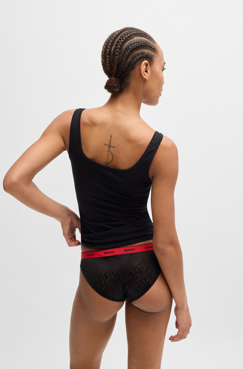 HUGO THREE-PACK OF ANIMAL-PATTERN LACE BRIEFS WITH LOGOS outlook
