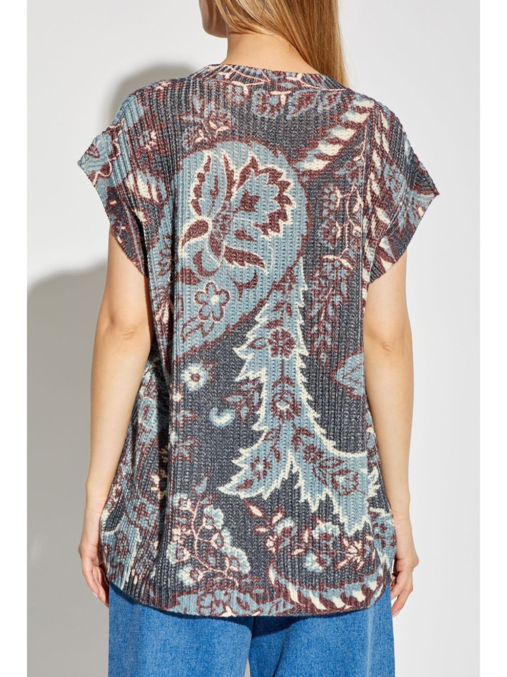 paisley-print wool top - 4