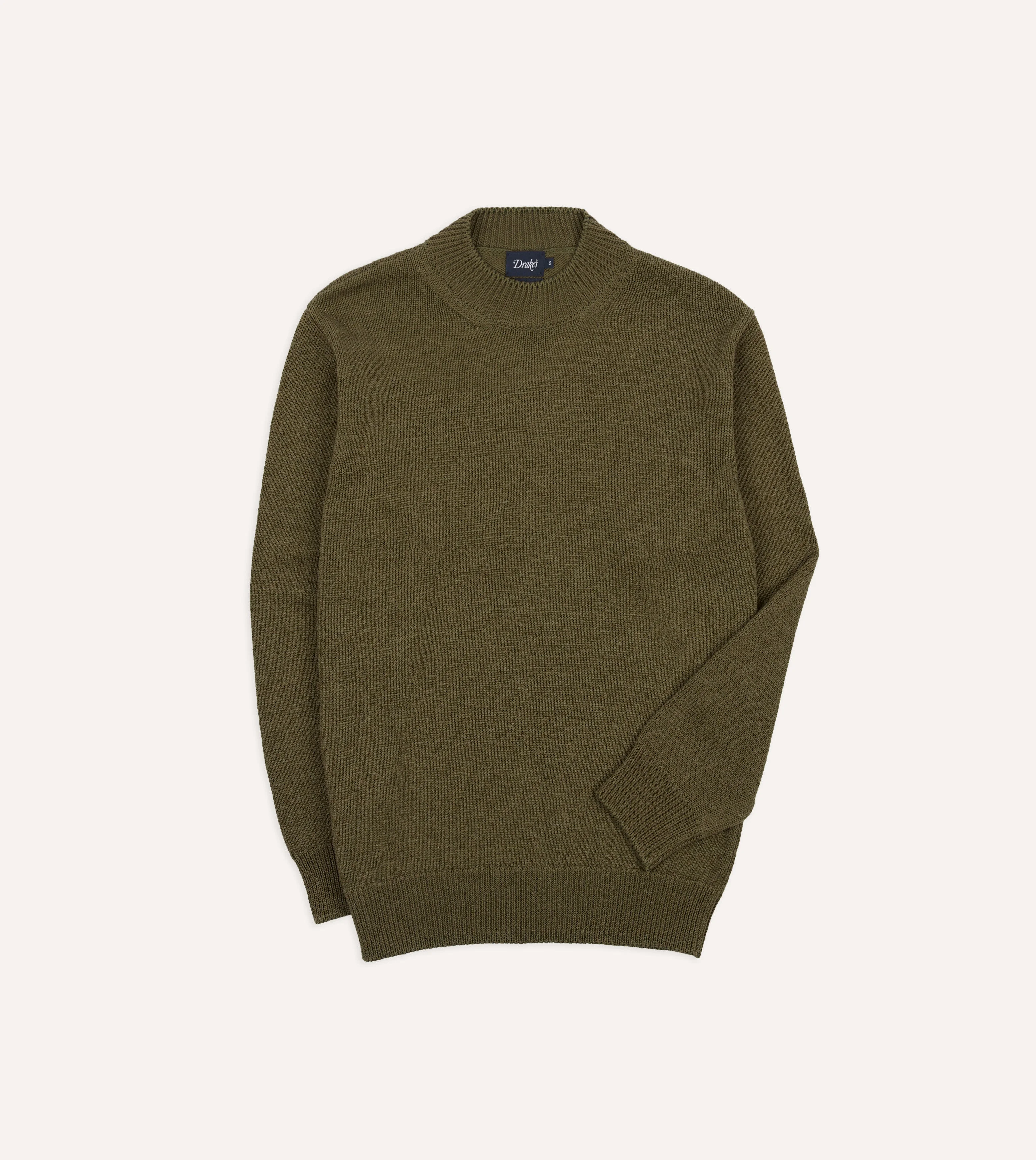 Olive Cotton Mock Neck Jumper - 1