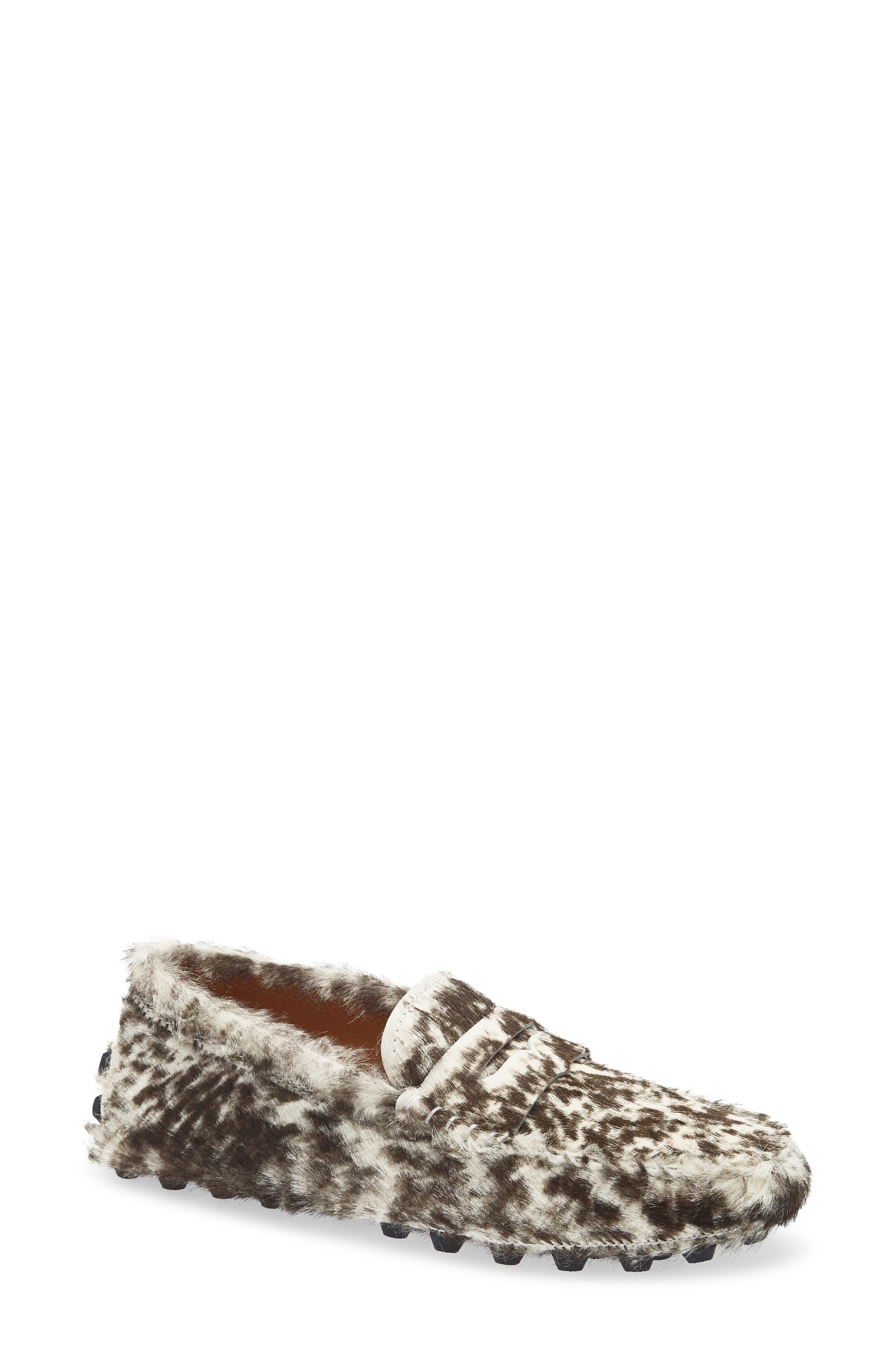 Tod's Genuine Calf Hair Penny Loafer in Tmoro/Bianco at Nordstrom - 1