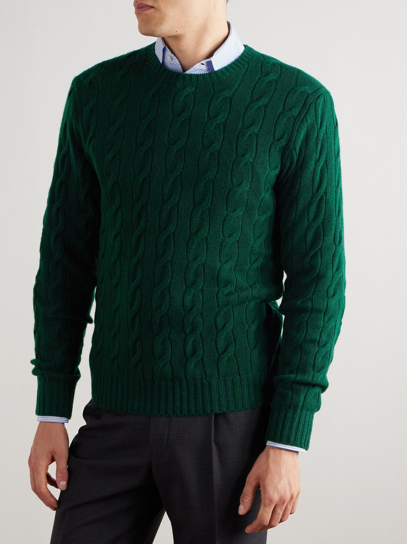 Cable-Knit Cashmere Sweater Dark green 3