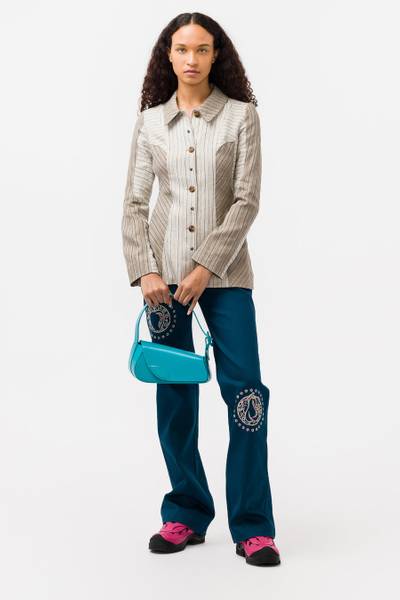 Kiko Kostadinov Noosa Embroidered Jeans in Sea Blue/Oyster Stripe outlook